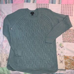 jones & co blue green knit sweater raglan 100% cotton‎ XL jones new york